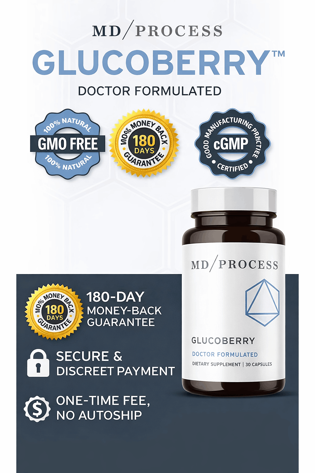 GlucoBerry product certifications including GMP FDA compliant facility